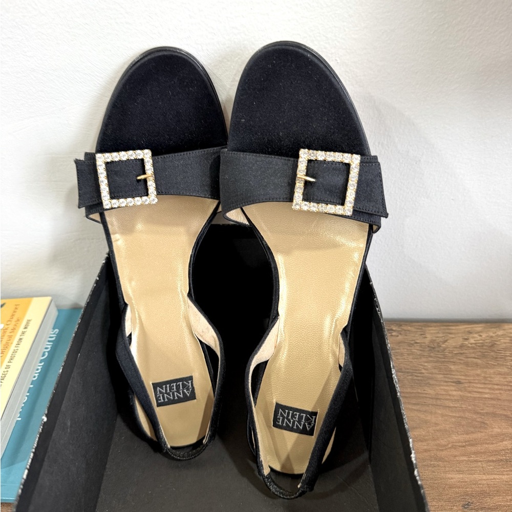 Anne Klein Black Heels with Gold Accents
